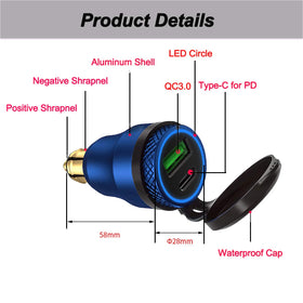 iMESTOU side profile illustrating compact 58×27mm size for tight motorcycle socket fit