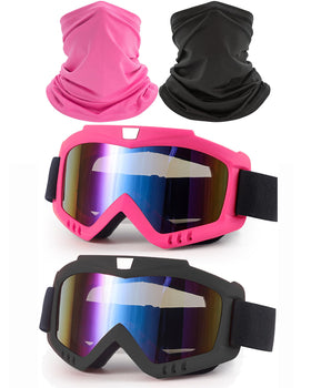 immoono front packaging showing two goggles and face covers for immediate use