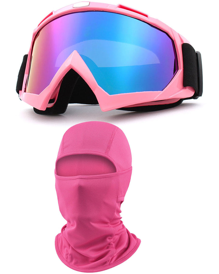 immoono pink-framed goggles front view showing protection and style