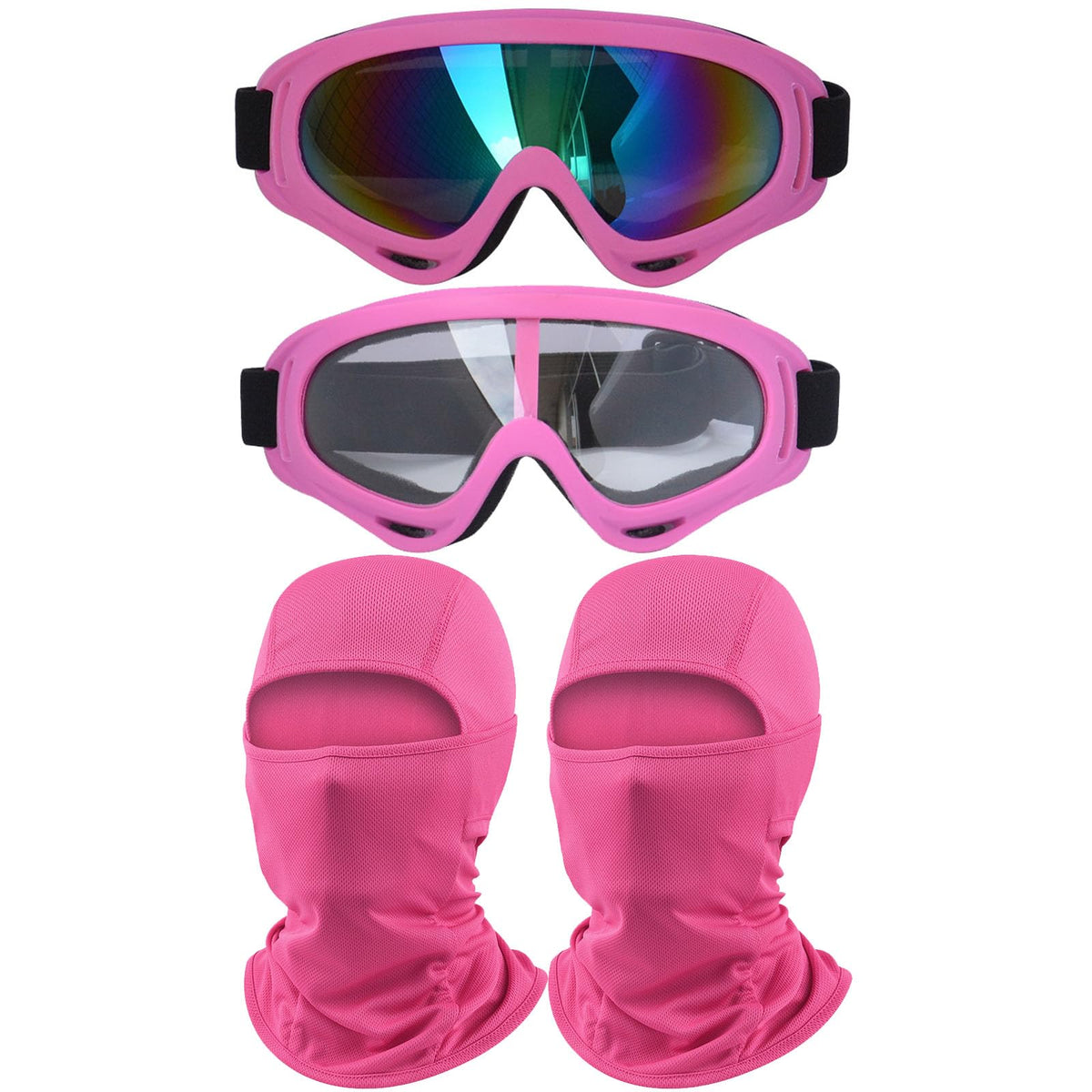 immoono front view pink goggles showing clear lens and comfort fit