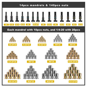 IMQUALI display of 14 mandrels labeled by size for quick selection benefit