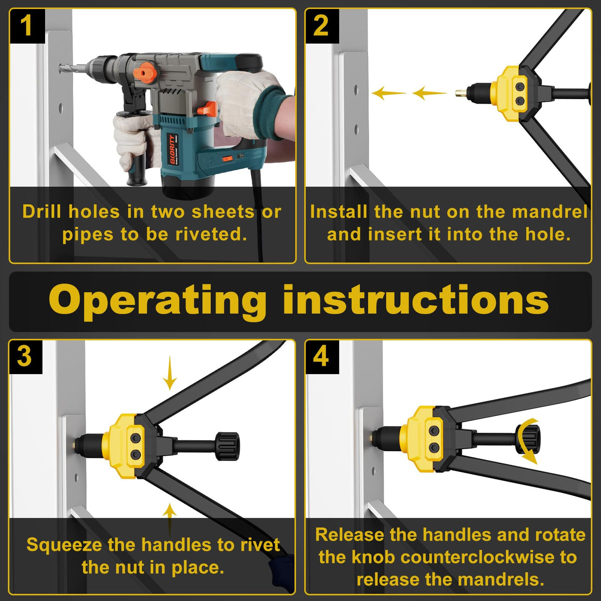 IMQUALI tool setting a rivet nut into sheet metal demonstrating reliable fastening