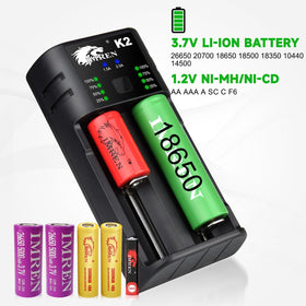 IMREN charging two cells simultaneously demonstrating dual-bay convenience
