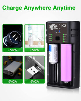 IMREN charger in travel bag showing portability and versatile power options