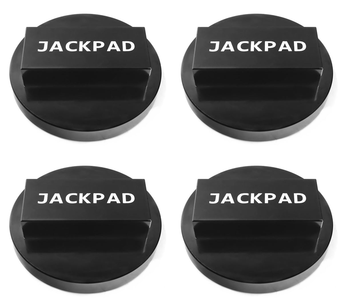 imUfer jack pad adapter front view showing four-piece kit and durable finish