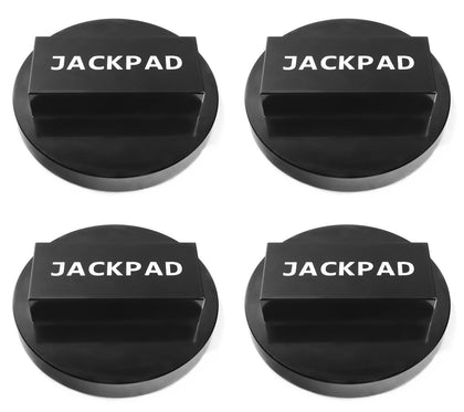 imUfer jack pad adapter front view showing four-piece kit and durable finish