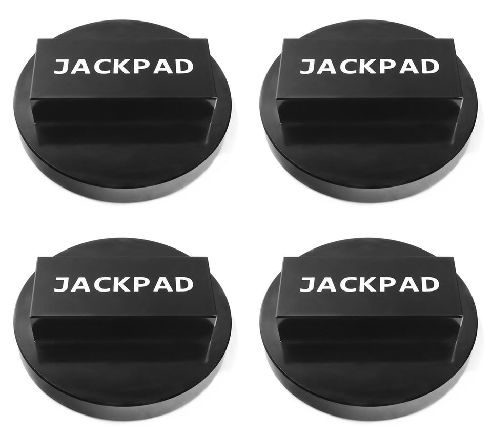 imUfer jack pad adapter front view showing four-piece kit and durable finish