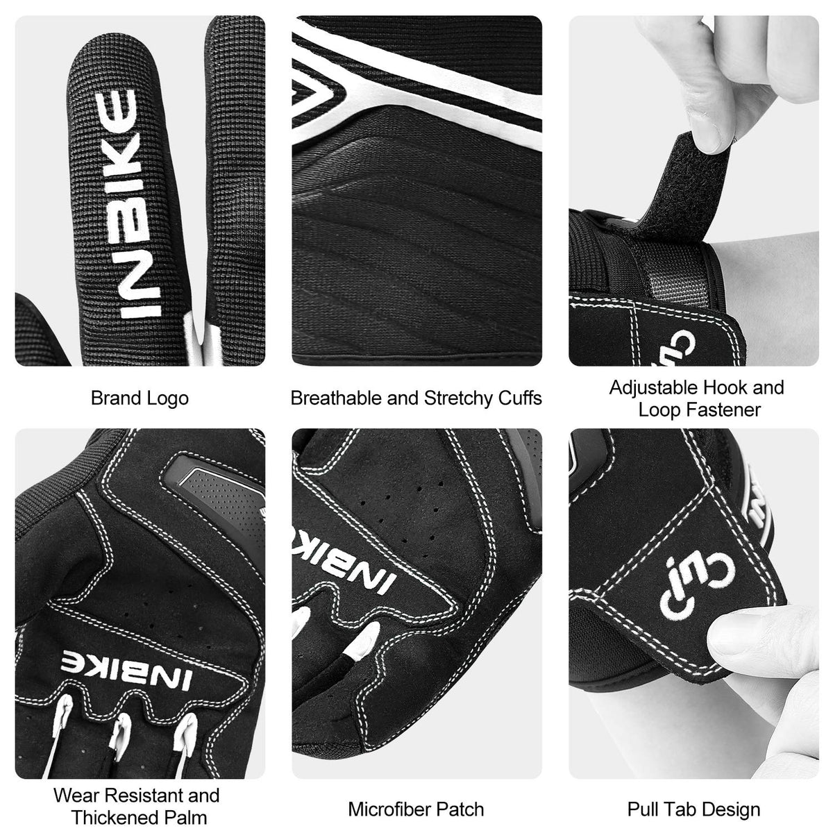 INBIKE cuff with hook-and-loop and pull tab for easy fit adjustment