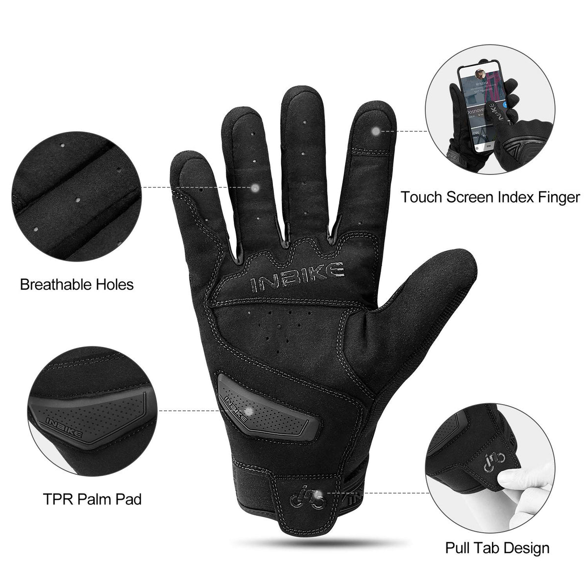 INBIKE palm detail with TPR pad for abrasion resistance benefit
