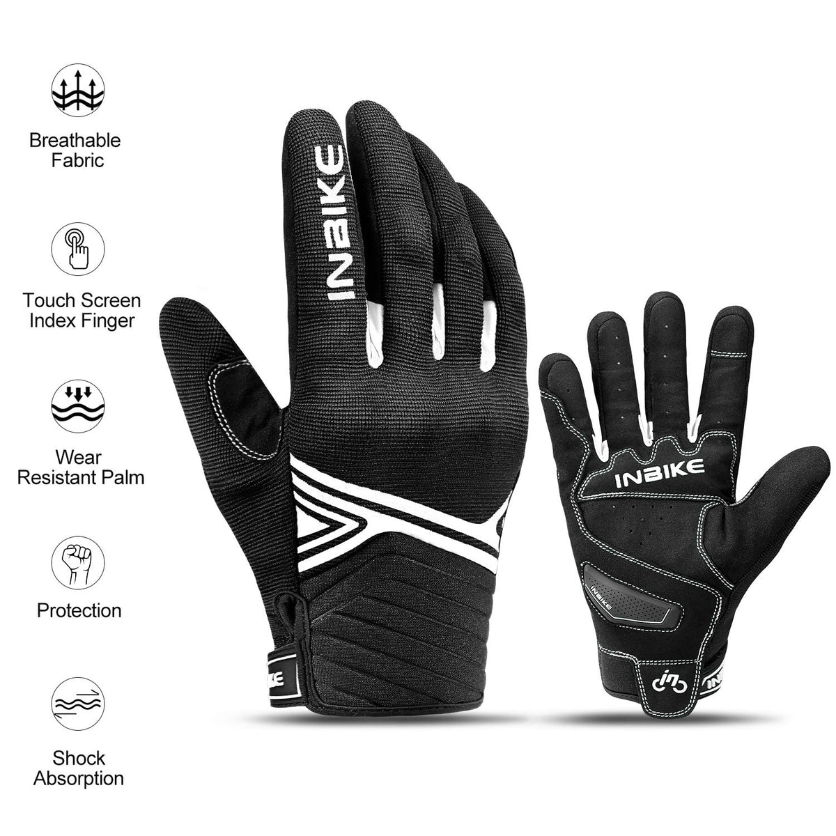 INBIKE size chart and gloves for scale to help choose correct fit