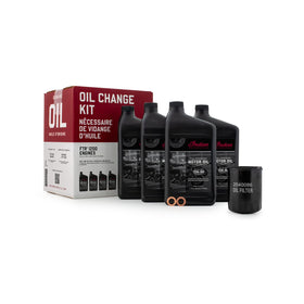 Indian Motorcycle kit front packaging showing included oil and filter for quick service