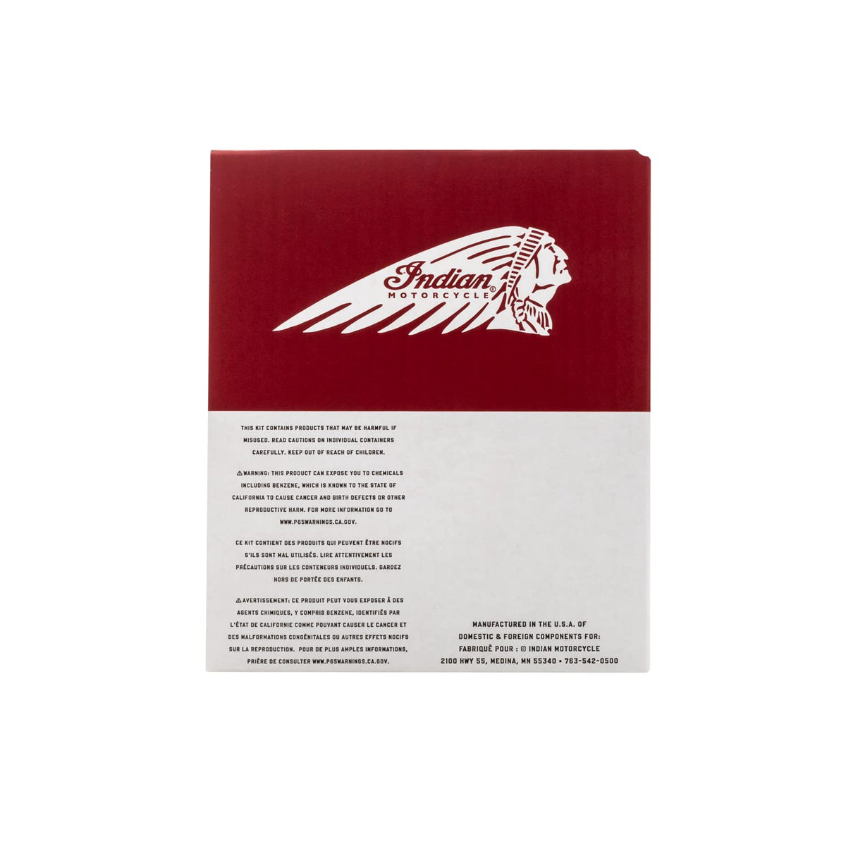 Indian Motorcycle oil bottle label close-up listing additives and benefits