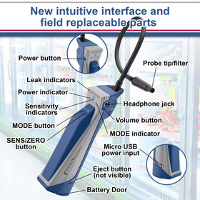 Inficon D-TEK 3 battery and charger showing quick-charge lithium-ion convenience
