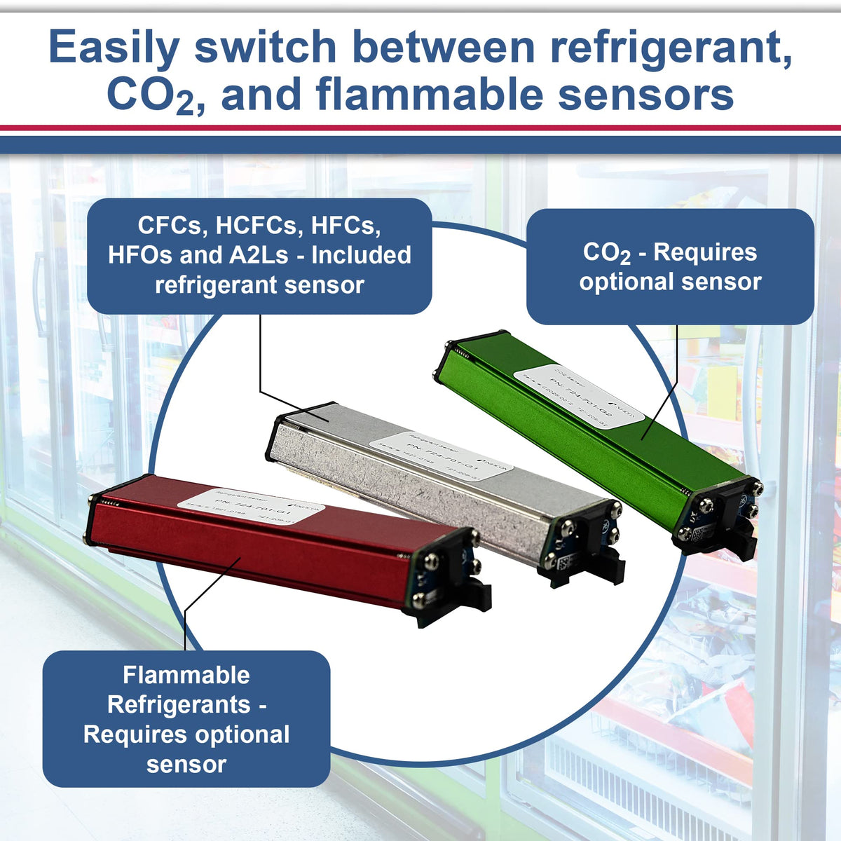 Inficon D-TEK 3 sensor closeup highlighting replaceable sensor for low maintenance