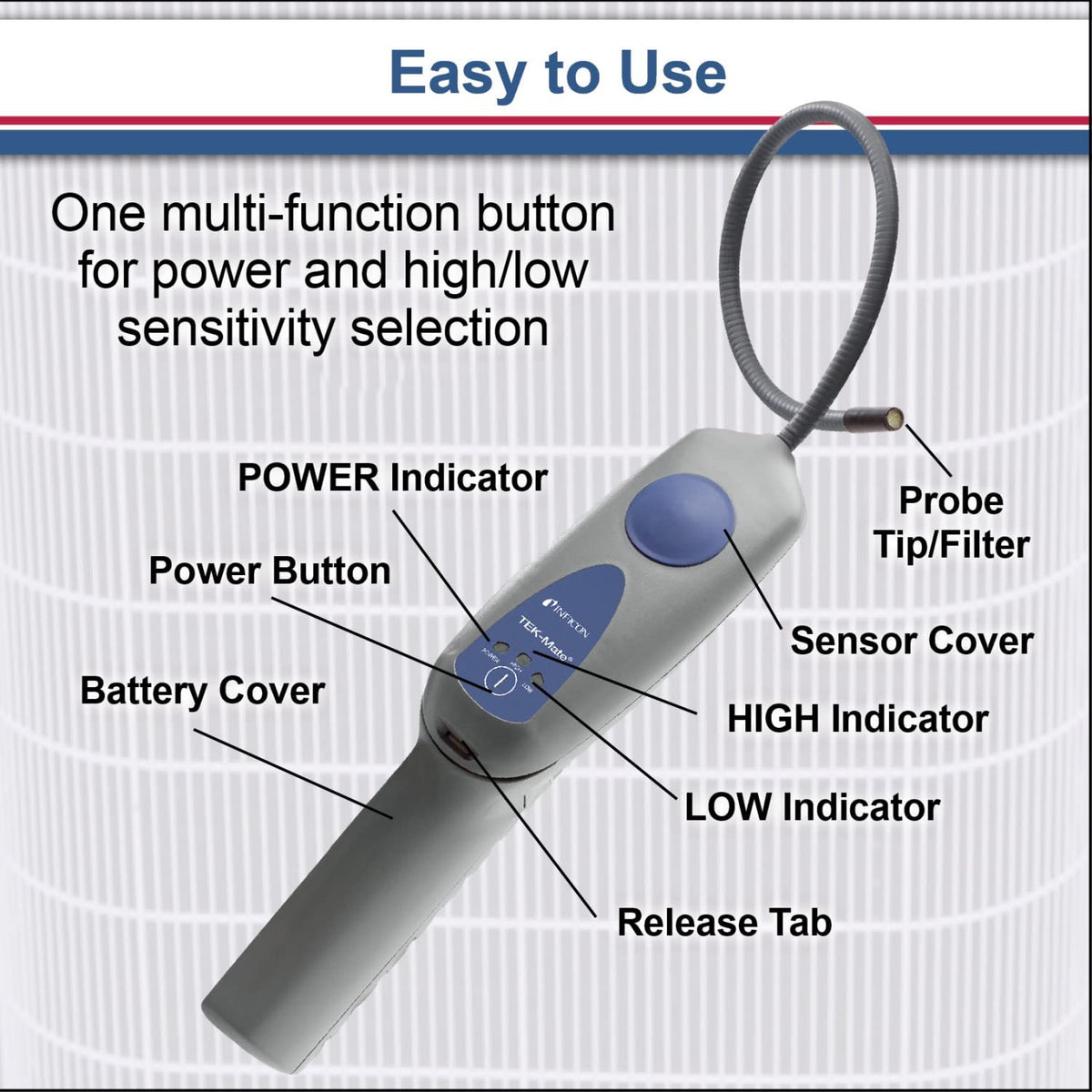 Inficon TEK-Mate scanning evaporator coil in use, finds hidden refrigerant leaks