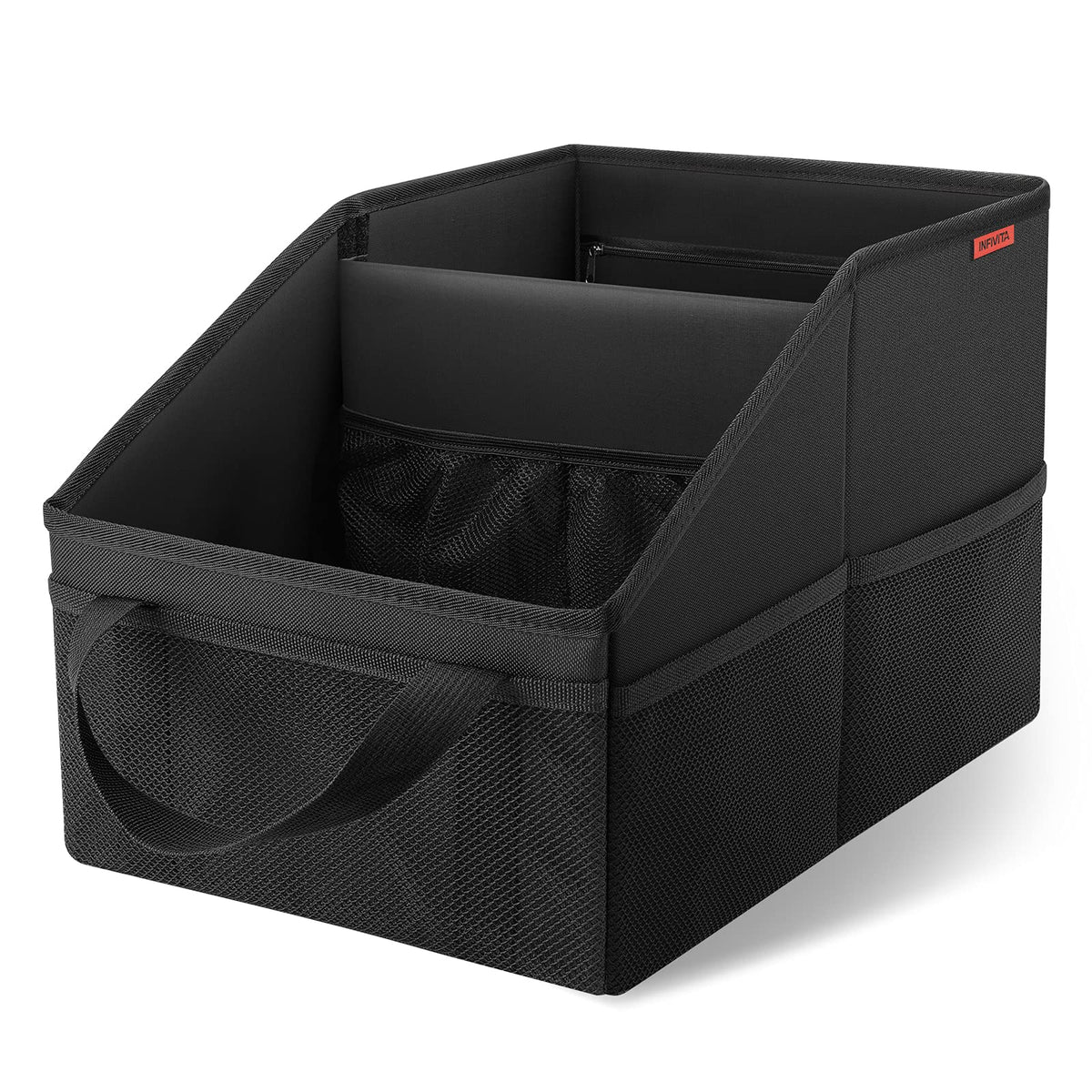 INFIVITA front view showing compartments and carry handles for easy organization