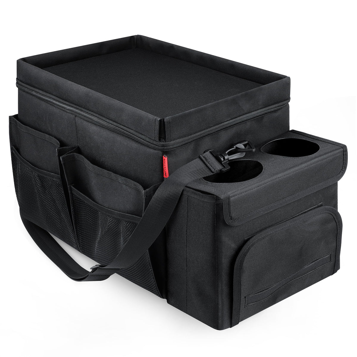 INFIVITA front view of organizer showing structure and pockets, improves vehicle tidiness