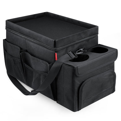INFIVITA front view of organizer showing structure and pockets, improves vehicle tidiness
