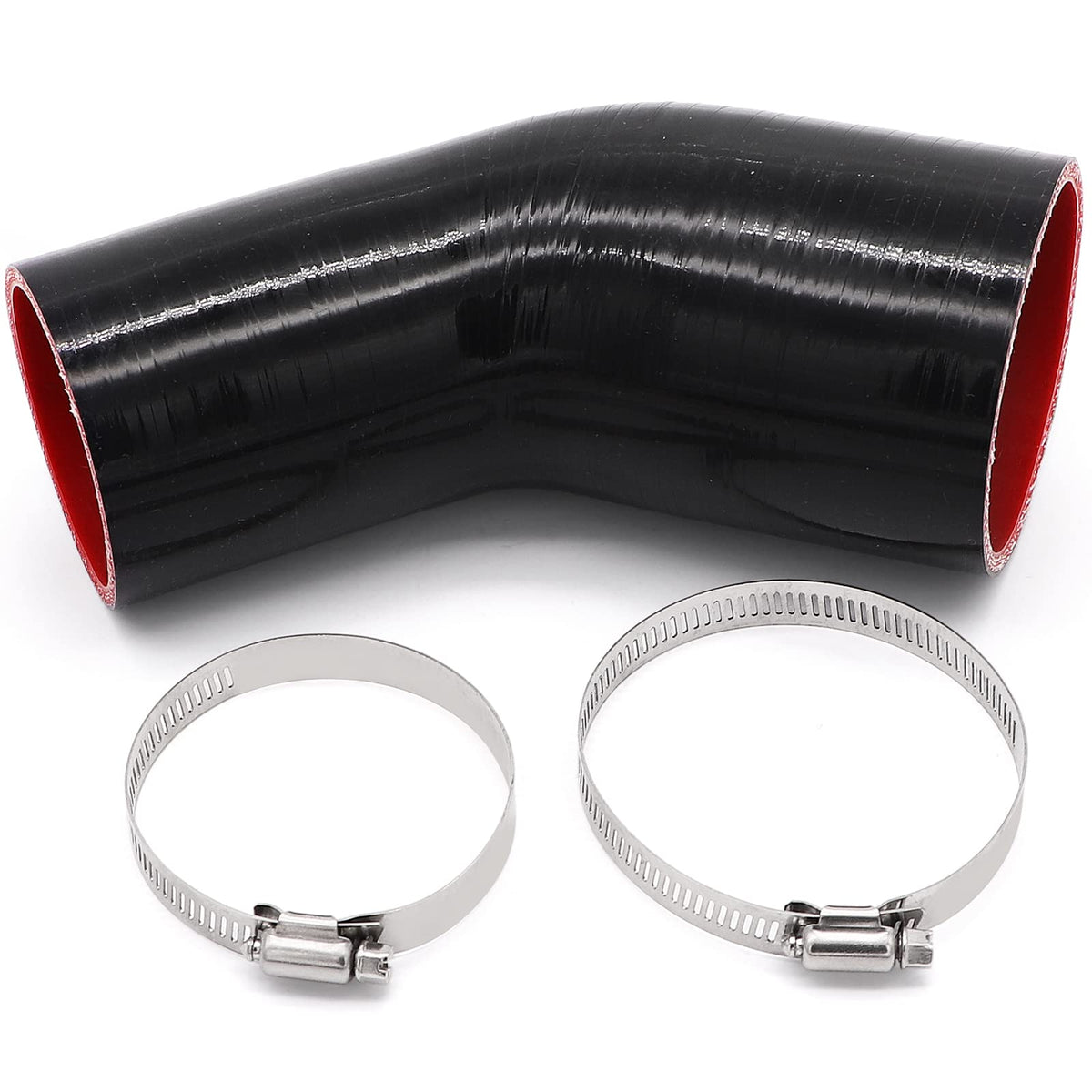 Ingoulut front view of 45° silicone reducer showing compact fit and durable construction