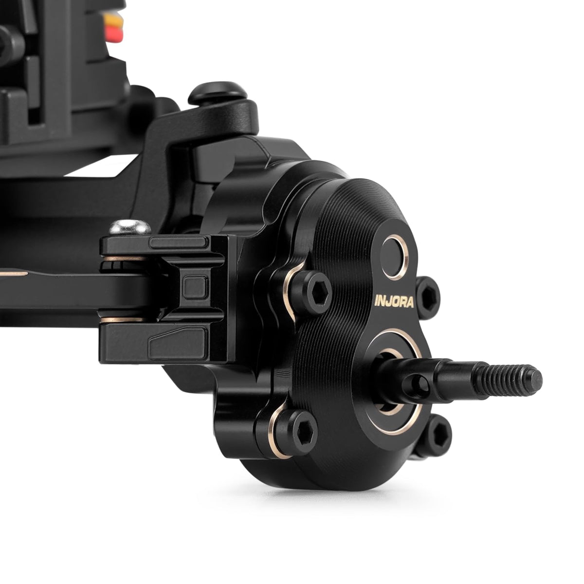 INJORA knuckles installed on Redcat front axle showing improved steering response