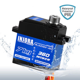 INJORA winch spool and red tow hook close-up showing rope length and improved recovery visibility