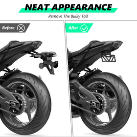 INKUDRI mounted on Ninja 650 showing streamlined rear styling benefit
