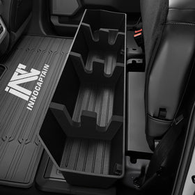 InnoCaptain front view of underseat box showing clean fit and storage benefit