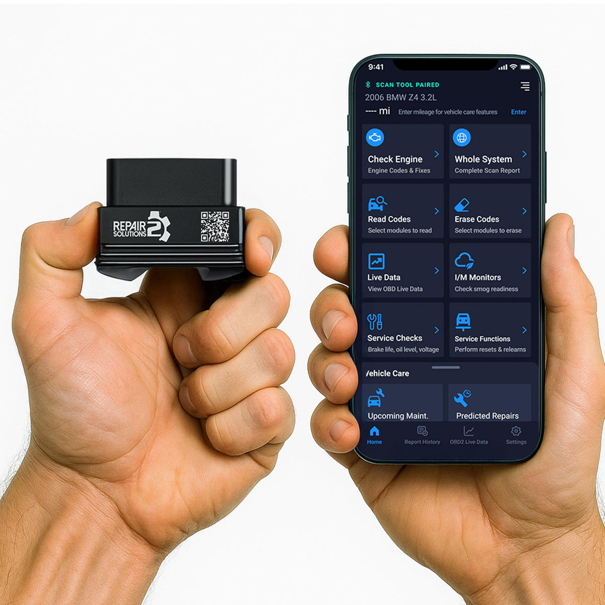 Innova 1000 front view showing compact Bluetooth OBD2 scanner and easy storage