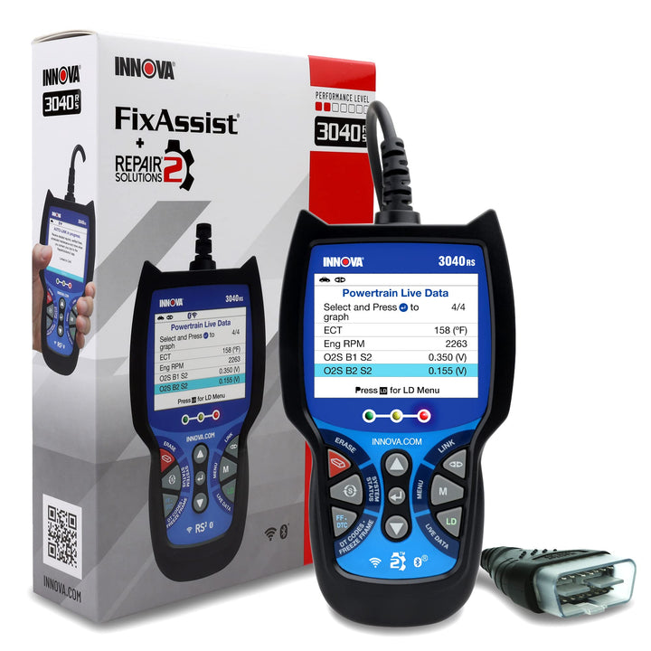 Innova 3040RS front display showing codes and clear benefit of quick diagnostics