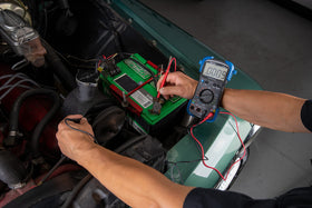 Innova 3340 measuring vehicle voltage under hood for accurate diagnostics