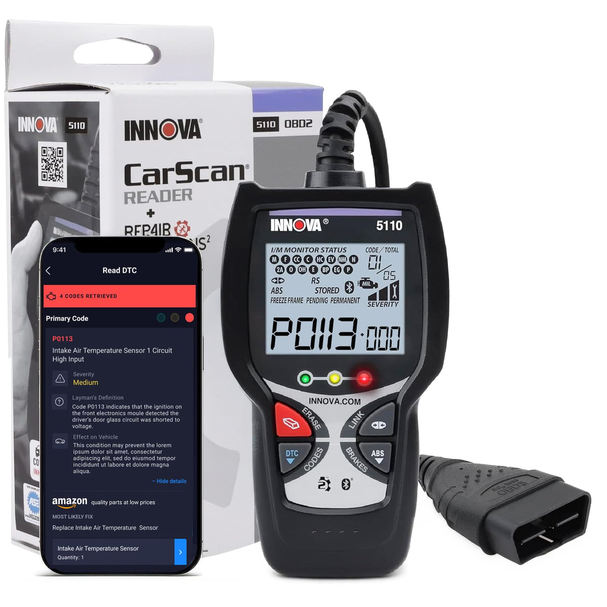 Innova 5110 front display showing ready status and ease of use