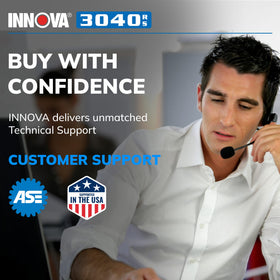 Innova 3040RS plugged into car OBD2 port showing fast pre-check before repairs