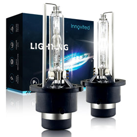 Innovited D4S front packaging showing pack of two bulbs and model info, clear identification benefit