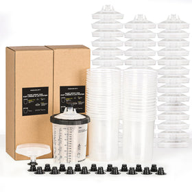 InoKraft front view of full kit showing cup, liners and plugs for hassle-free cleanup