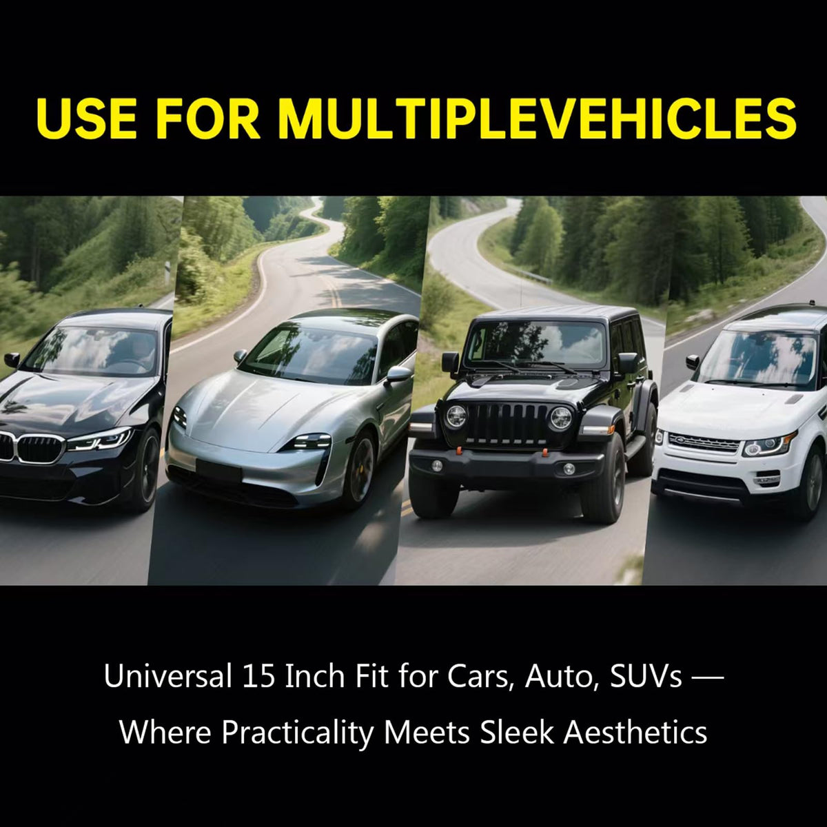 INROAN lifestyle image of car interior with cover and coasters for fashionable driving