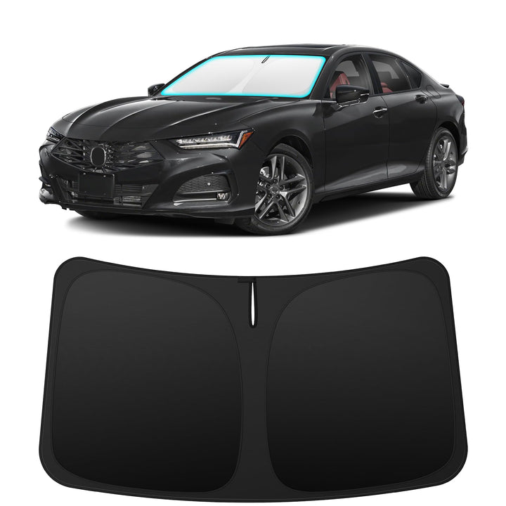 INSAUTO front view on Acura TLX windshield showing perfect fit and sun protection