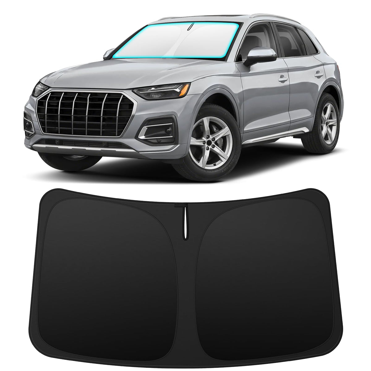 INSAUTO front view showing precise Audi Q5 windshield fit and full coverage protection