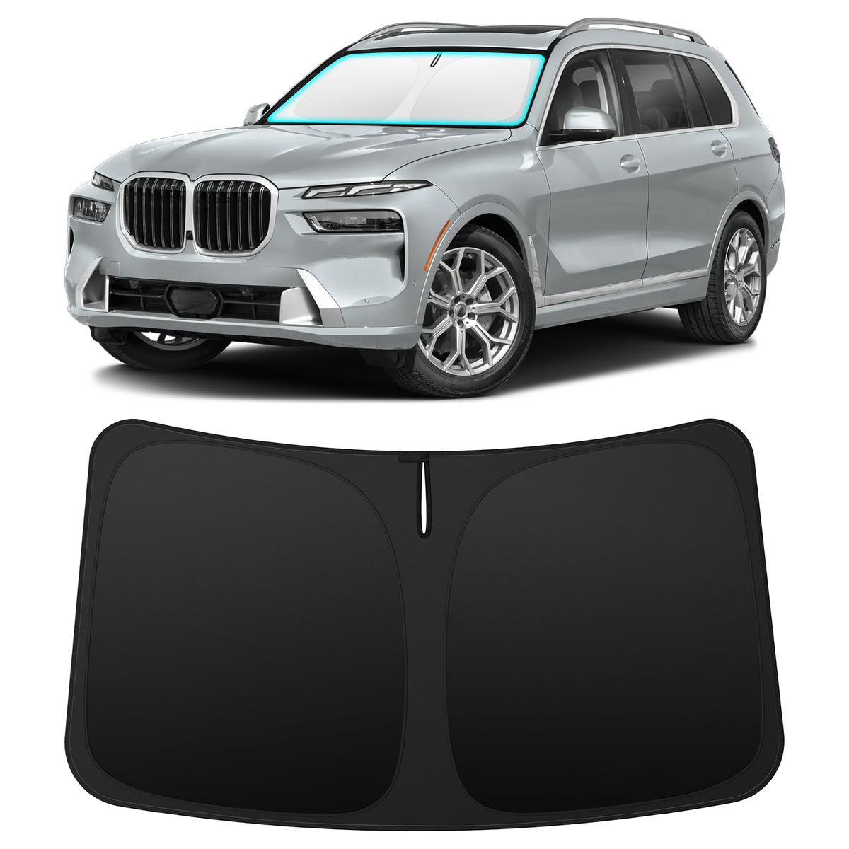 INSAUTO front-fit sun shade covering BMW X7 windshield for full protection