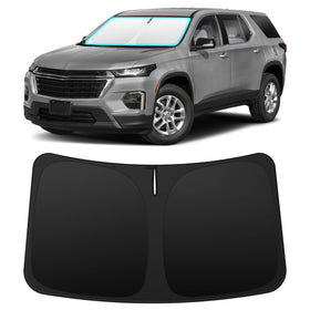 INSAUTO front view on Chevrolet Traverse showing perfect windshield coverage and sun protection