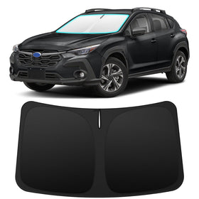 INSAUTO front view of shade showing custom fit and full windshield coverage benefit