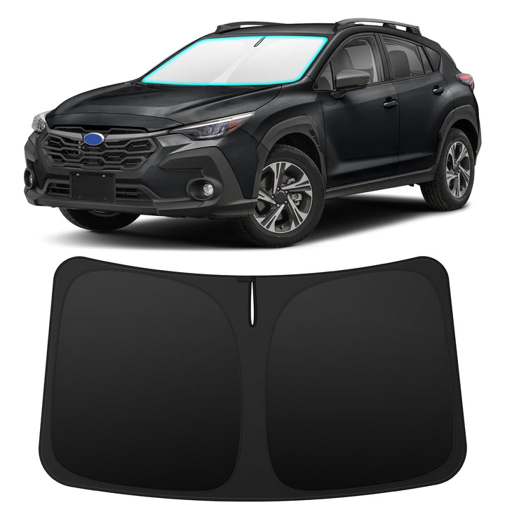 INSAUTO front view of shade showing custom fit and full windshield coverage benefit