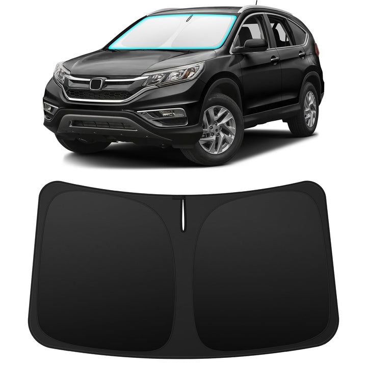 INSAUTO front view of sun shade on CR-V windshield showing full coverage and protection
