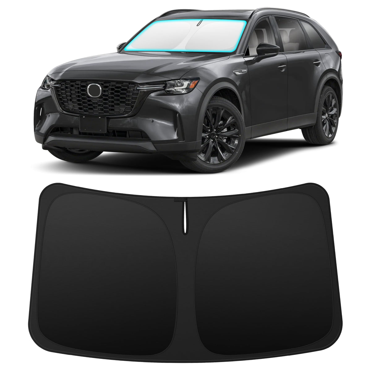 INSAUTO front view showing full windshield coverage and sun protection benefit