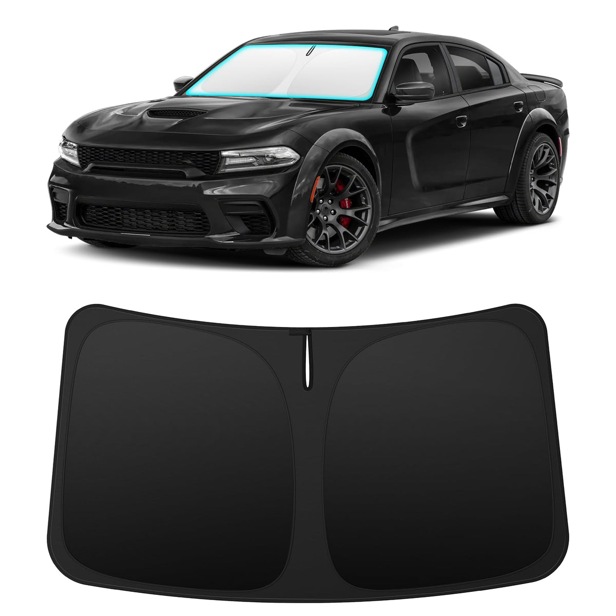 INSAUTO front-fit sun shade perfectly covering Dodge Charger windshield for full protection