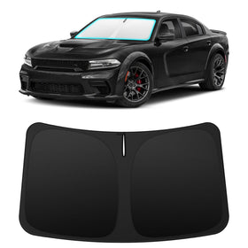 INSAUTO front-fit sun shade perfectly covering Dodge Charger windshield for full protection