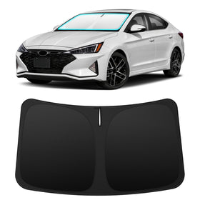INSAUTO windshield shade front fit showing perfect Elantra coverage and sun protection