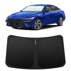 INSAUTO front view of shade on windshield showing full coverage benefit