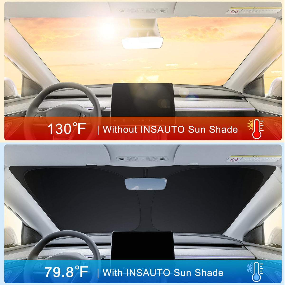 INSAUTO sun shade folded into pouch for compact convenient storage