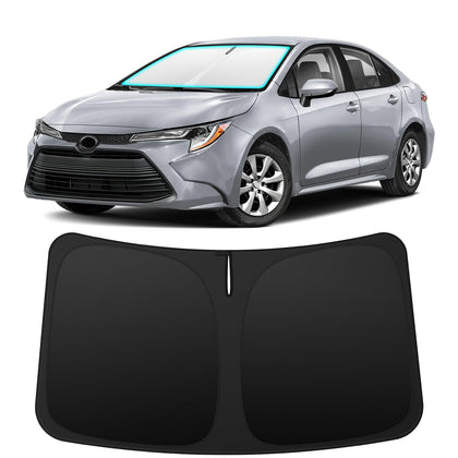 INSAUTO front fit on Toyota Corolla windshield showing perfect coverage and sun protection