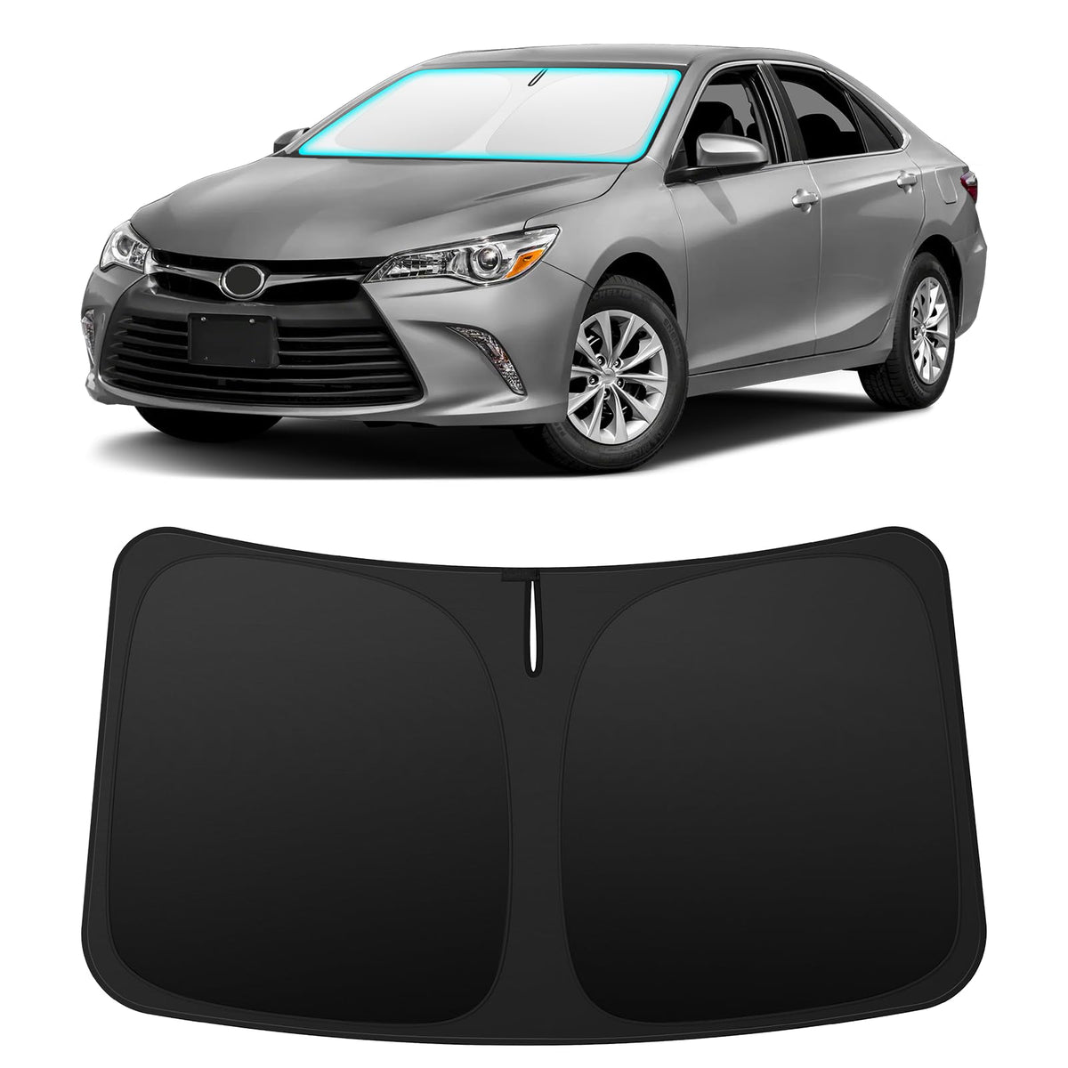 INSAUTO front view on Camry windshield showing precise model fit and complete coverage